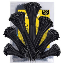 700 Stück Kabelbinder aus Kunststoff, 100, 150, 200, 250, 300 mm x 36 mm, für Kabelmanagement – Schwarz