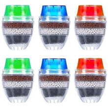 Filtro per rubinetto a carbone attivo, 6 pezzi, purificatore d'acqua, filtrazione anticalcare, vari colori, grande
