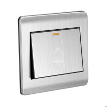 SOURCING MAP Doorbell Switch, Square Resettable Wall-Mounted Push Button, AC 250V 16A, Stainless Steel Panel, 86mm x 86mm