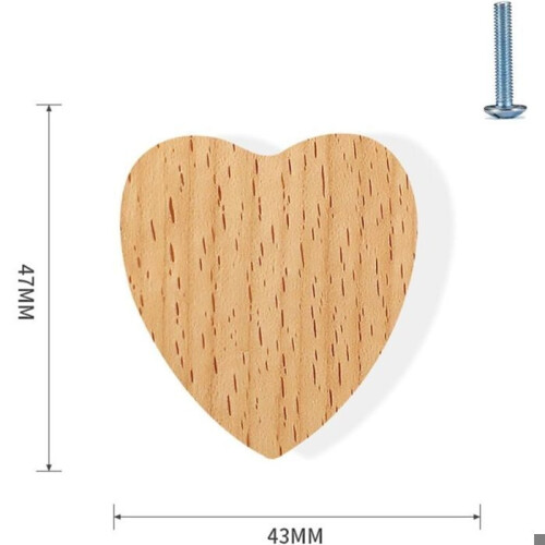 Cabinet Knobs - LARGEIGHT - Heart - Solid Wood - 6 Pieces - Multiple Colors 1