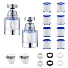 Filtro per acqua del rubinetto - Anti-calcare - Rotazione a 360 - 2 pezzi - 8 elementi filtranti