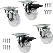 Set di 4 rotelle per mobili ChangM, 2 con freno e 2 senza freno, diametro 50 mm, con piastra di montaggio e viti incluse.