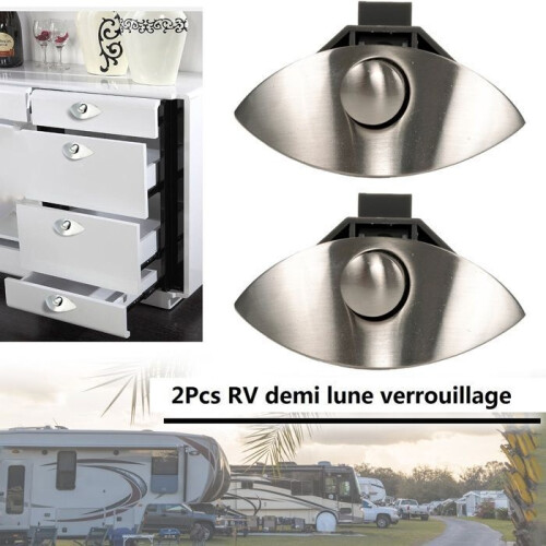 2x General information: Chrome half-moon knob lock, push-button lock, furniture lock