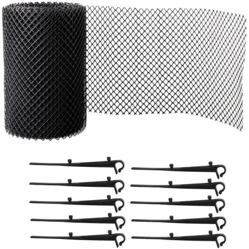 Dachrinnenabdeckung – Kunststoffgewebe – 18 cm breit – 8 m lang – Schwarz