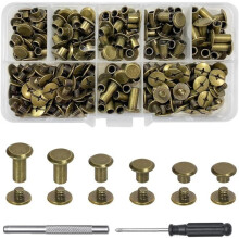 M5 x 4-12 mm Ledernieten – 110 Stück, Bronze, für Taschen, Bücher, Schuhe, Etiketten