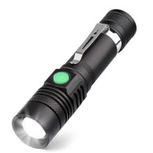 ZVD 600 Lumen USB oplaadbare LED-zaklamp - 4 lichtstanden - Zwart - Buiten