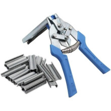 MYB Supplies 1 Pig Ring Clip and 600 Staples, M Clips, Staples for Bird Cage Fence Installation