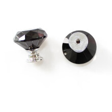 10 Pieces Diamond Crystal Glass Knob Handles for Doors, Furniture, Drawers, and Cupboards - Black