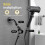 Handheld shower head, eco-friendly, hammer shape, 4 functions, with filter, rustproof ABS, water shut-off, rotary switch (black) 5