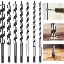Set of twist wood drill bits - MICH - 7 pieces - 6/8/10/12/14/16/18 mm - 230 mm length - Carbon steel