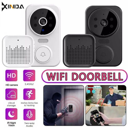 Smart WiFi Wireless Doorbell, Intercom, Video Camera, Security Doorbell, Chime, Black 1