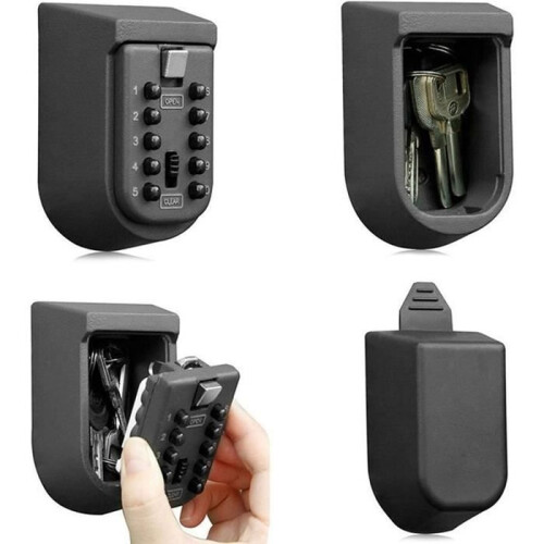 Key Safe, Wall-Mounted Storage Box, Security Key Box with 10-Key Digital Combination Lock 2