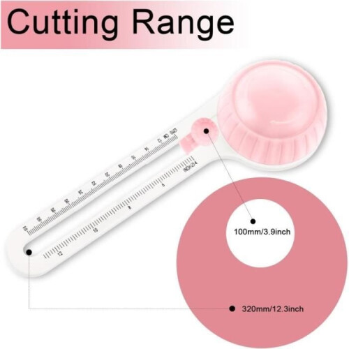 Adjustable Circle Cutting Tool - ZGEER - Rotary Circular Paper Cutter - Pink 1