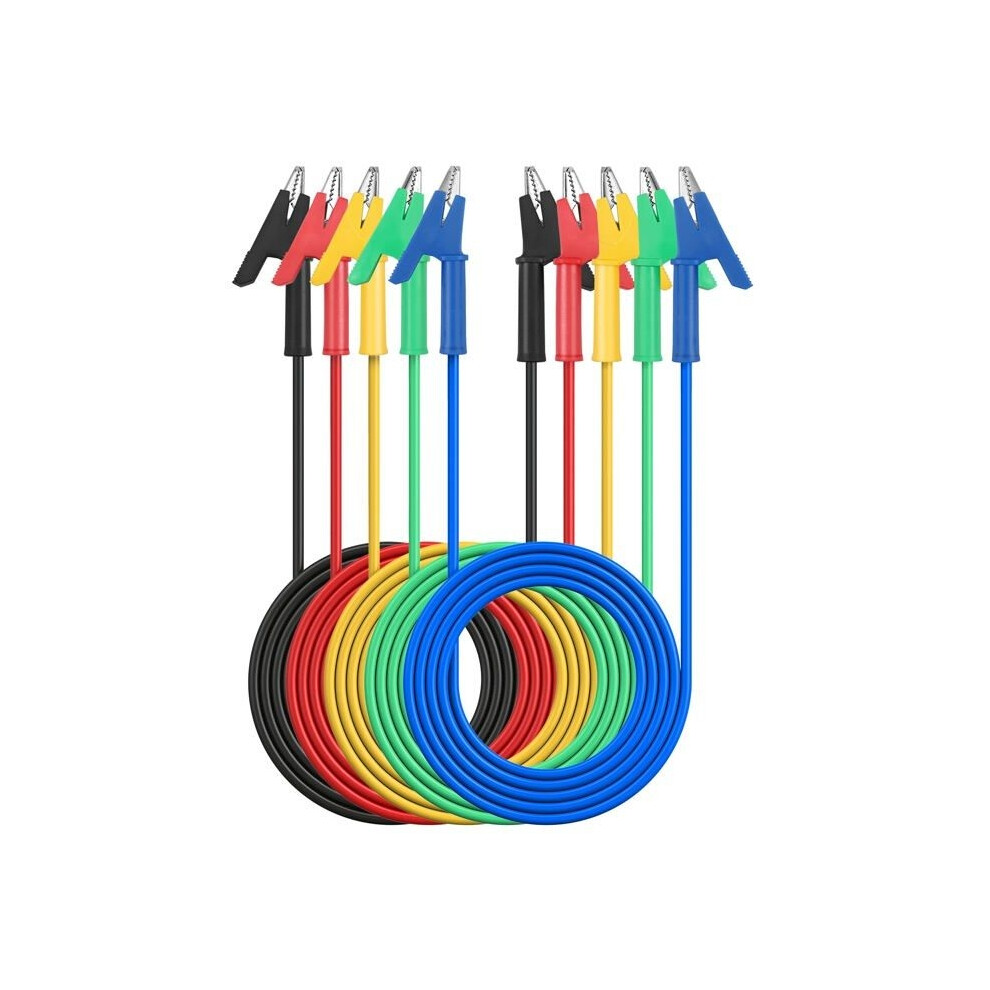 Pack Of 5 Test Leads With Insulated Alligator Clips, 15 A, Flexible Copper Test Lead For Electrical Testing 9102920043486