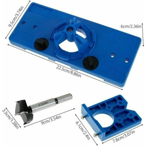 35mm Invisible Hinge Drilling Jig and 35mm Drilling Hinge Device with 35mm Drill Bit and Depth Stop Support 2