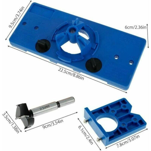 35mm Invisible Hinge Drilling Jig and 35mm Drilling Hinge Device with 35mm Drill Bit and Depth Stop Support 2