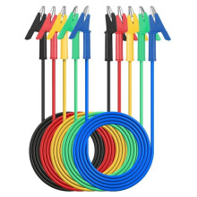 Pack of 5 test leads with insulated alligator clips, 15 A, flexible copper test lead for electrical testing