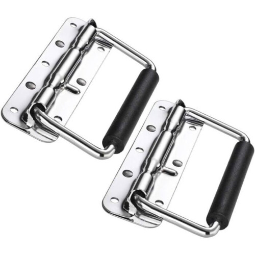2-piece folding handle, spring-loaded box handles for hardware boxes, silver handles, carrying handle for
