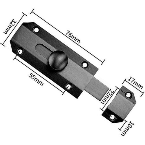 Security locking latch with thick pure brass bolt, ultra-resistant black gate latch 1