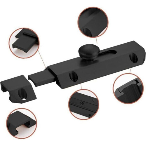 Security locking latch with thick pure brass bolt, ultra-resistant black gate latch 2