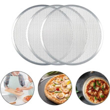 Set of 3 professional round non-stick cooking grids for pizza ovens and barbecues (30.5 cm)