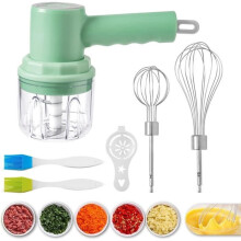 Kabelloser, wiederaufladbarer elektrischer Zerkleinerer mit Mixer, Rührbesen, Schneebesen, 250-ml-Schüssel, Knoblauchpresse, Mini-Küchenmaschine