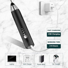 Electric Milk Frother, USB Rechargeable Milk Frother and Mini Electric Whisk, Stainless Steel Mixer, Black