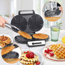 Heart-shaped waffle maker - Brillsten - Non-stick coating - Adjustable temperature - Black - Makes 2 waffles - High power 1200 W
