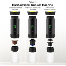 Machine à expresso électrique portable sans fil avec auto-chauffage - 60 ml pour café moulu, capsules Nespresso, voiture, camping
