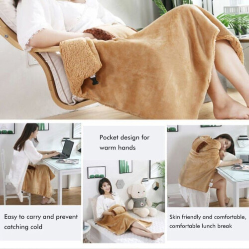 5V USB Heated Blanket, Hand/Knee Heating Flannel, Office/Home, Temperature Control