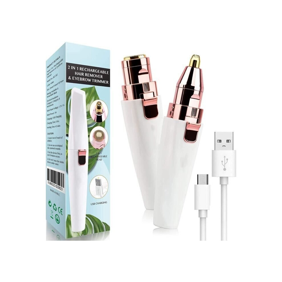 Aihontai Electric Eyebrow Epilator For Women, Rechargeable 2-In-1 And Painless Facial Epilator, For Eyebrow, Body And Facial Hair Removal