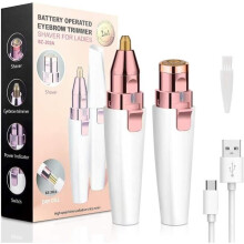 Women's Electric Eyebrow Epilator and Razor - 2-in-1 Facial Epilator for Women by Am D. (White)