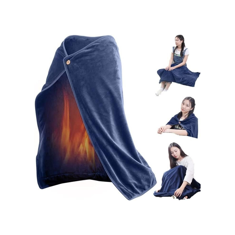 Aihontai Ajw Electric Heated Blanket 100 X 70 Cm, Thick Flannel Usb Electric Heated Shawl With 6 Buttons For Men [1466]