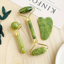 3-in-1-Geschenkset mit Jaderoller und Gua-Sha-Werkzeug, Roller mit Augenmassagegerät, für die Hautpflege