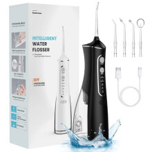 Draadloze waterflosser - NOBRAND - 300 ml - 5 sproeikoppen - 4 standen - IPX7 waterdicht - zwart
