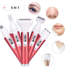5-in-1 elektrische epilator en scheerapparaat voor vrouwen: pijnloos scheerapparaat met 5 zwevende opzetstukken, oplaadbare draadloze