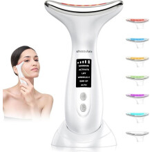 Massaggiatore viso antirughe: 6 modalità di massaggio, massaggiatore per il doppio mento, 7 colori LED, terapia a luce elettrica per