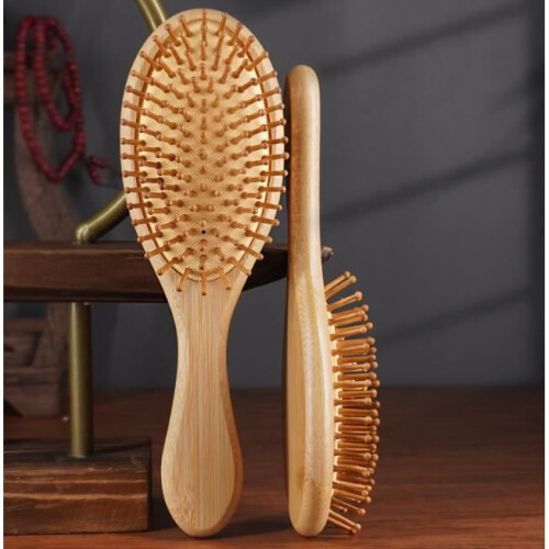 Spazzole per capelli - Set da 2 pezzi in bambù - Antistatiche - Pettine detergente - Riduce l'effetto crespo