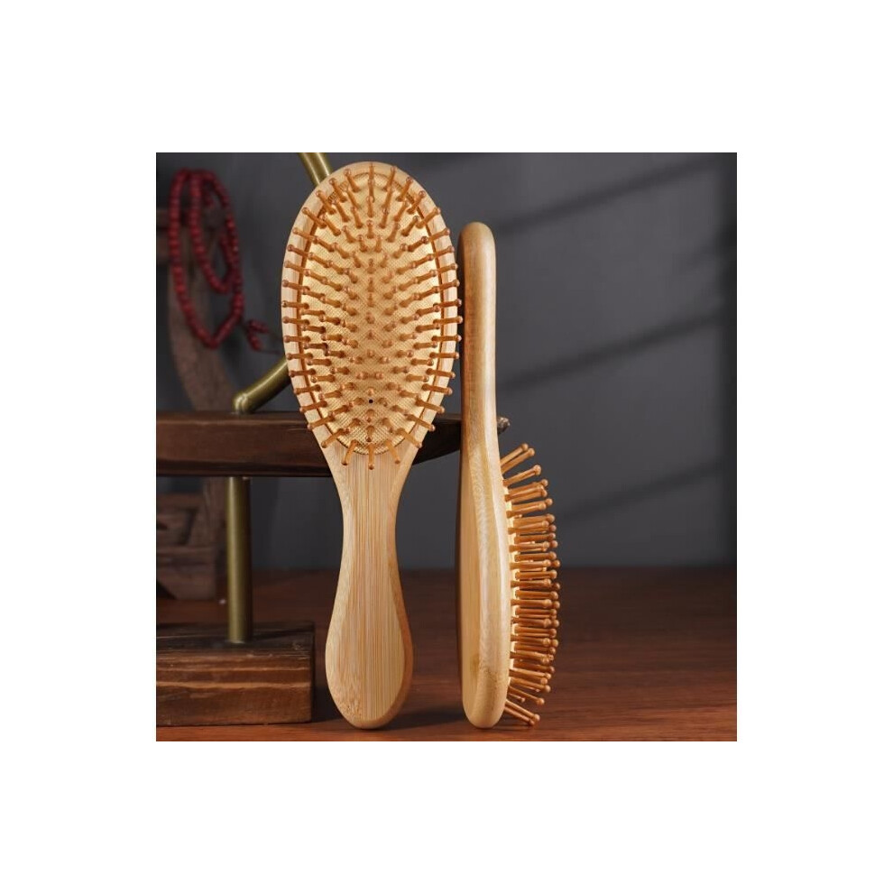 Aihontai Hairbrushes - 2-Piece Bamboo Set - Anti-Static - Cleaning Comb - Reduces Frizz