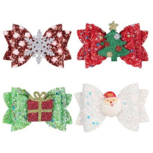 Fermagli per capelli natalizi, 4 pezzi, mollette natalizie per bambine, a forma di fiocco, accessorio per abbigliamento, decorazione