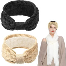 Over-ear hoofdbanden - ZGEER - Set van 2 - Elastische voering - Winter - Donkergrijs en beige