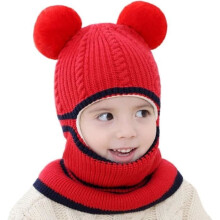 Set invernale per bambini composto da cappello e sciarpa lavorati a maglia - AQSACOKIYA - Set cappello e scaldacollo - Rosso - Unisex