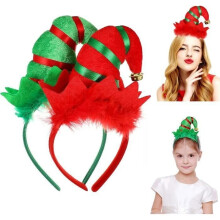 2 Stück Elfenmütze auf Stirnband, Weihnachtsstirnband, Elfenhut-Stirnband für Weihnachtsfeiern, für Weihnachtskostüme