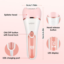 TTLIFE 6-in-1 draadloos elektrisch scheerapparaat voor vrouwen, oplaadbaar, LED-display, geschikt voor nat en droog gebruik met exfoliërende