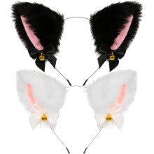2 stuks kattenoortjeshoofdband, vossenoortjeshoofdband, kattencosplayhoofdband, hoofdband met belletjes.