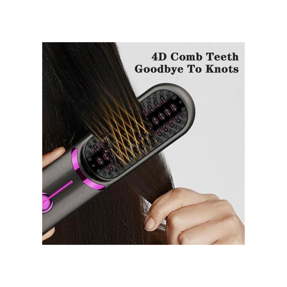 Aihontai Cordless Hair Straightening Brush, Fast Heating Straightening Brush, Three Speed Adjustable Curler, Heated Comb