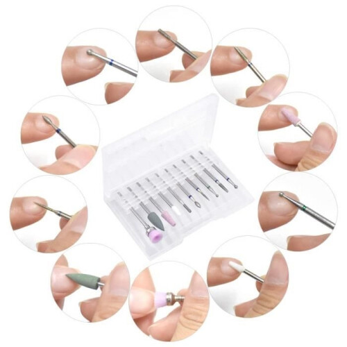 Nail Drill Bits, 10pcs Nail Drill Bits, SPECOOL Drill Bits for Nail Drills, Nail Removal Tools for Manicure and Pedicure 2