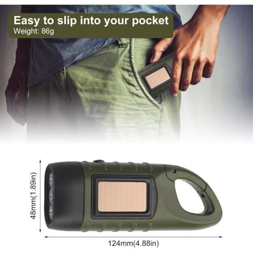 2 Rechargeable LED Hand-Crank Flashlights, Solar LED Flashlight - Hand-Crank Flashlight - Waterproof Emergency Light 1