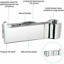 Shower support - LARGEIGHT - Adjustable 16-25 mm - Side button - Rubber pad - Chrome