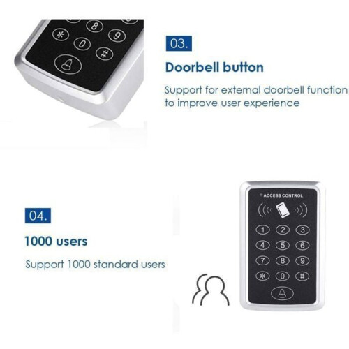 Access control keypad - RFID 125KHz - Standalone - 1000 users - Metal and Plastic 2